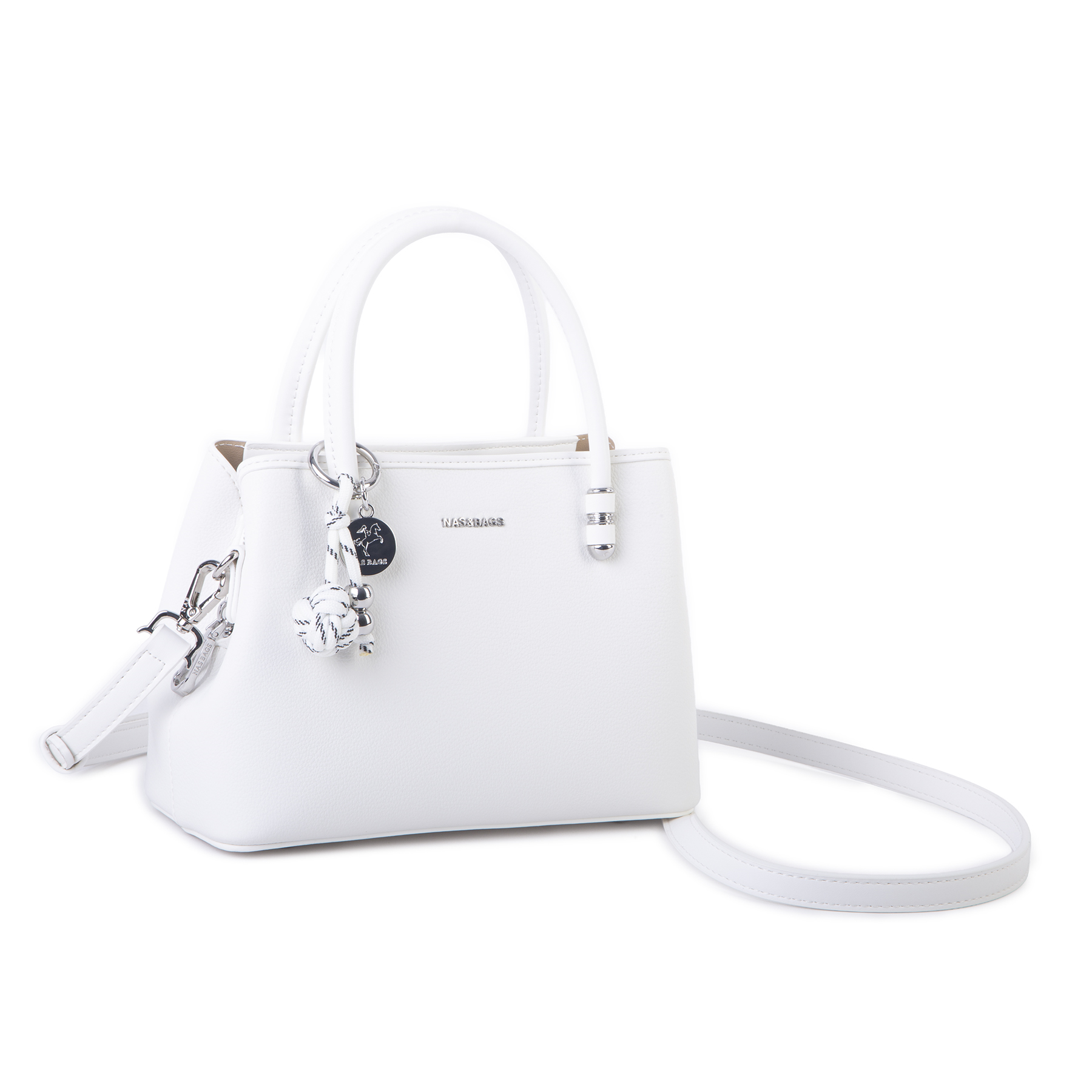 Nas Bag Premium 2li set Çanta El Omuz ve Çapraz Çanta Cüzdan Beyaz