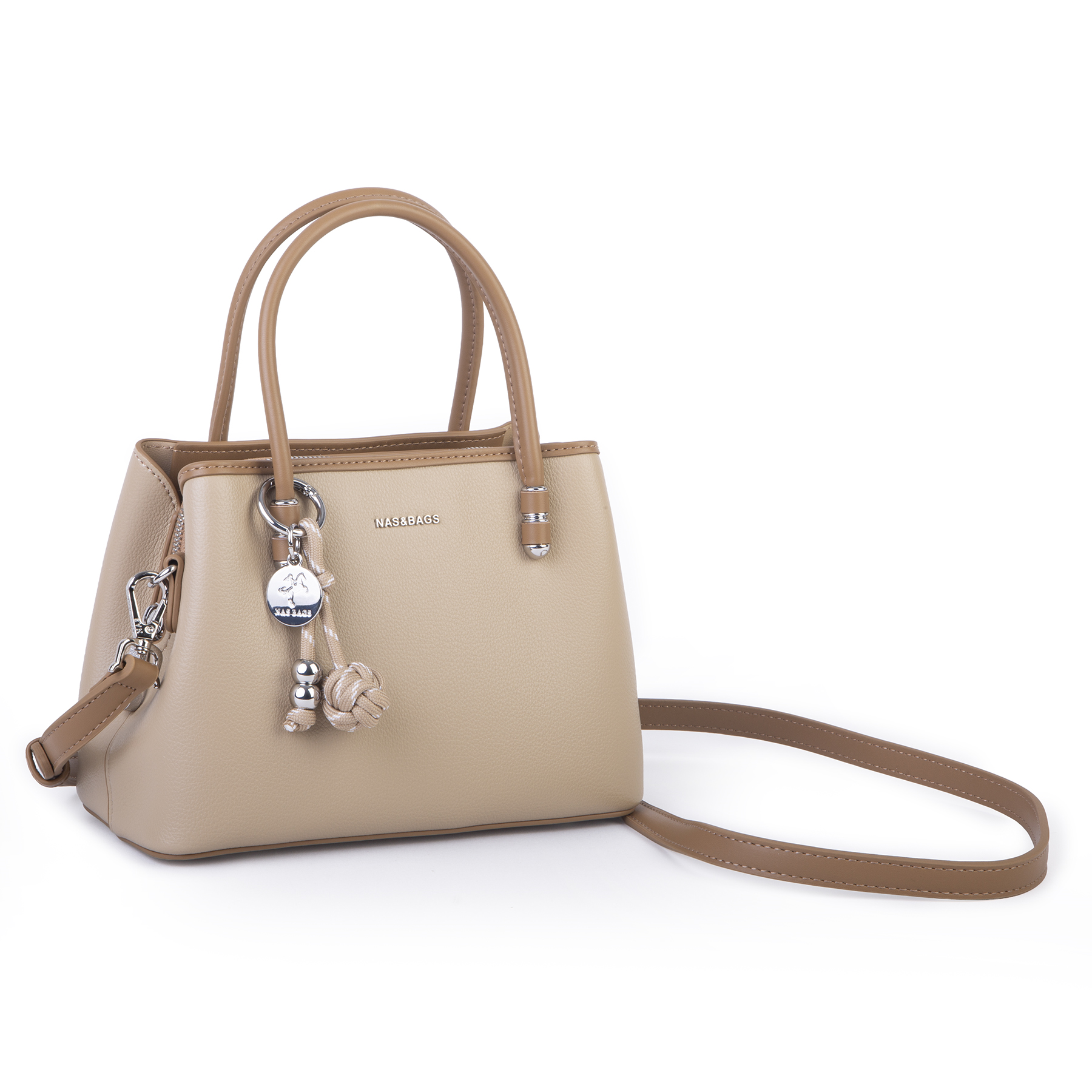 Nas Bag Premium 2li set Çanta El Omuz ve Çapraz Çanta Cüzdan Vizon