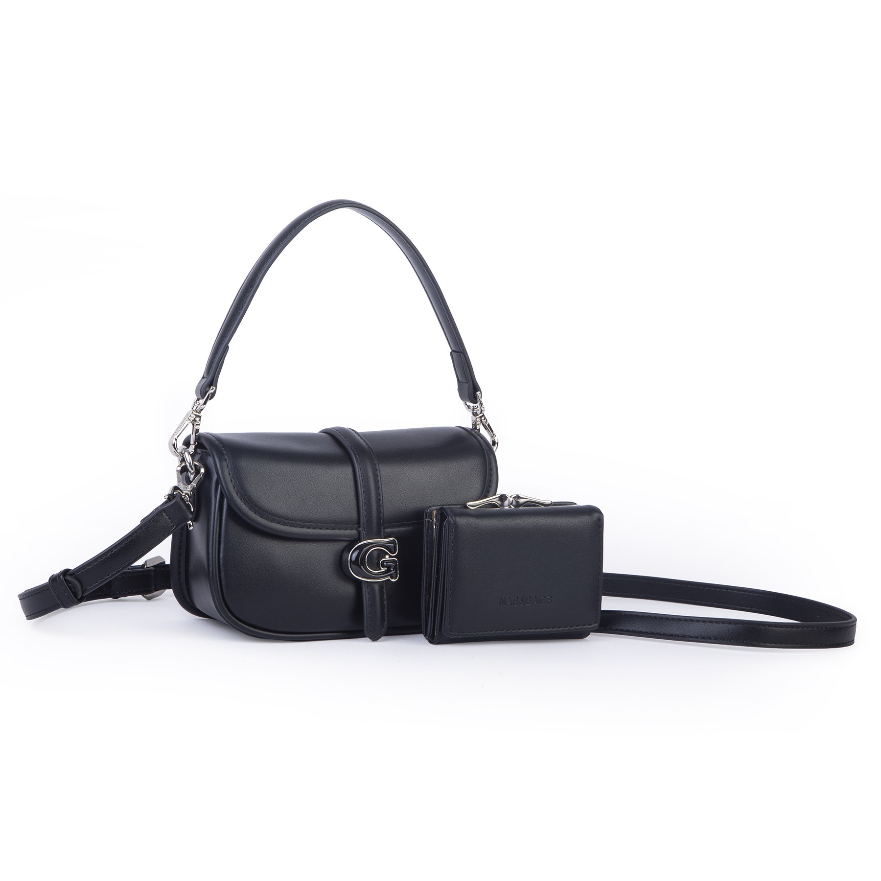 Nas Bag Premium Seri Mini 2li Set Çapraz El ve Cüzdan Seti Siyah