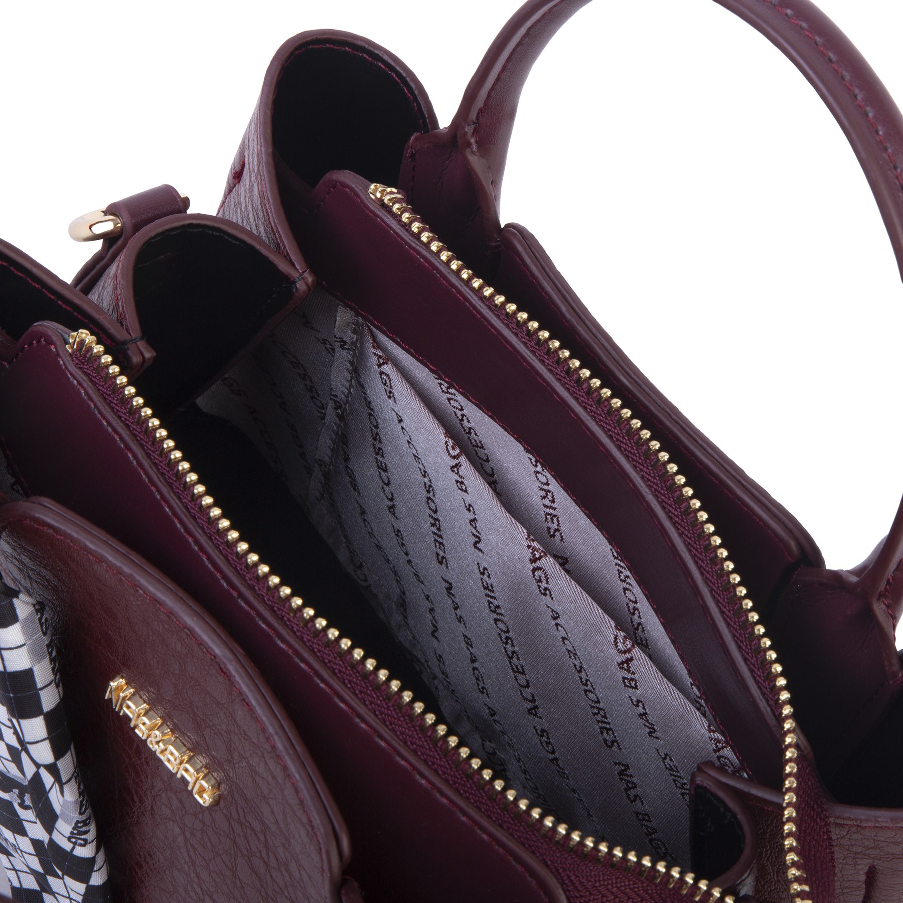 Nas Bag Şık Fularlı Mini  El ve Omuz Çantası Bordo Victoria