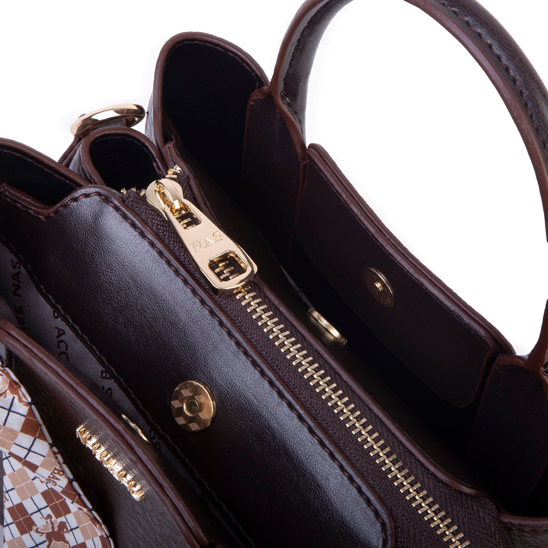 Nas Bag Şık Fularlı Mini  El ve Omuz Çantası Kahve Victoria