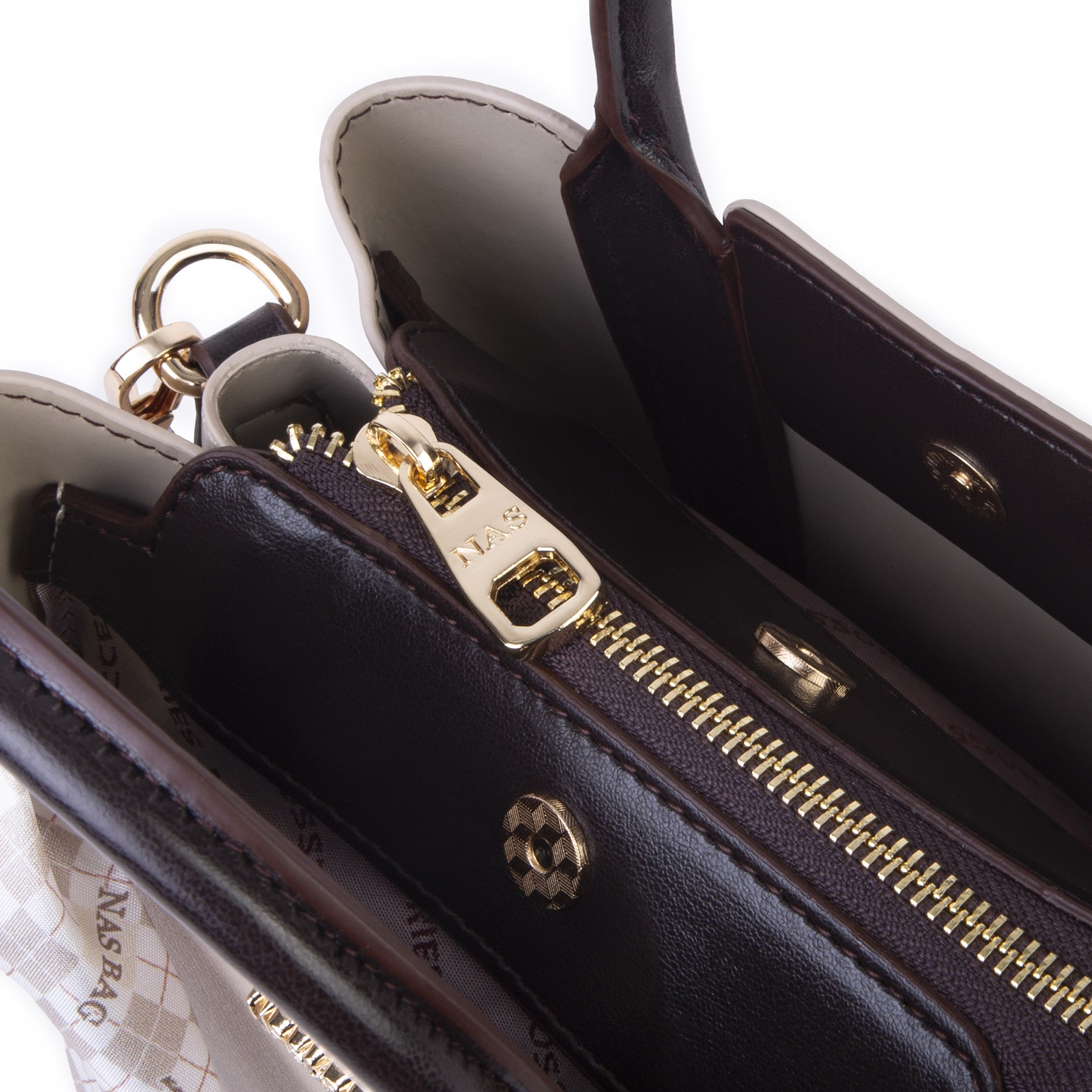 Nas Bag Şık Fularlı Mini  El ve Omuz Çantası Kum Kahve Calven