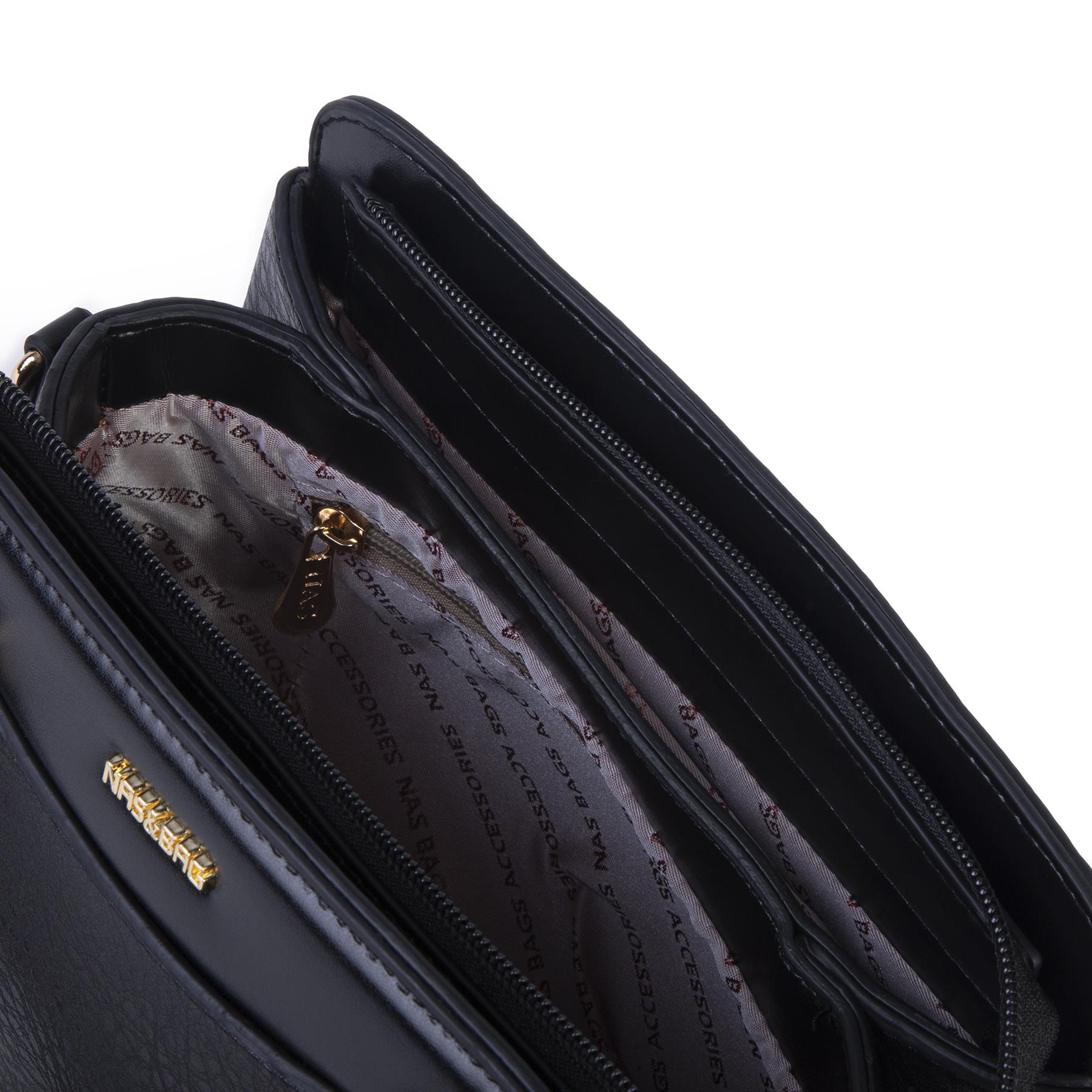 Nas Bag Şık  Kadın Midi El ve Omuz Çanrası Siyah Victoria