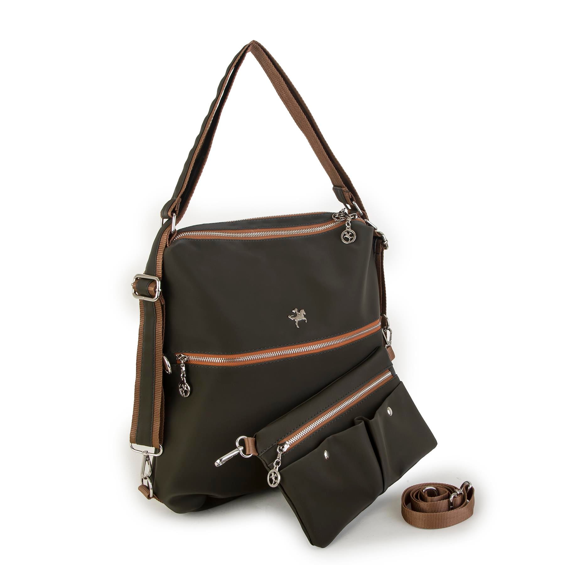 Nas Bag Sırt Çantası ve Omuz Çantası Dönüştürülebilir Tasarımlı Ürün Mini Ayrılabilir  Çapraz Çantalı  Yeşil Taba Buzzy ( 33x33 cm Ebatındadır)