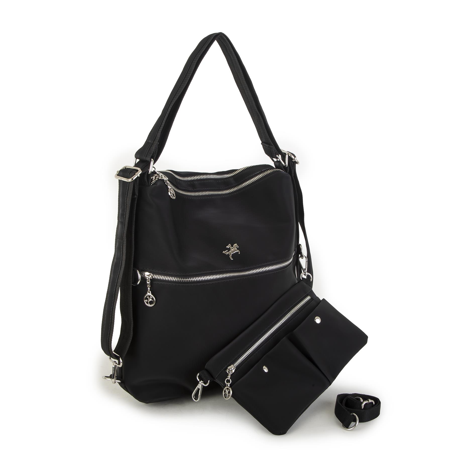 Nas Bag Sırt Çantası ve Omuz Çantası Dönüştürülebilir Tasarımlı Ürün Mini Ayrılabilir  Çapraz Çantalı  Siyah  Buzzy  (33x33 cm Ebatındadır)