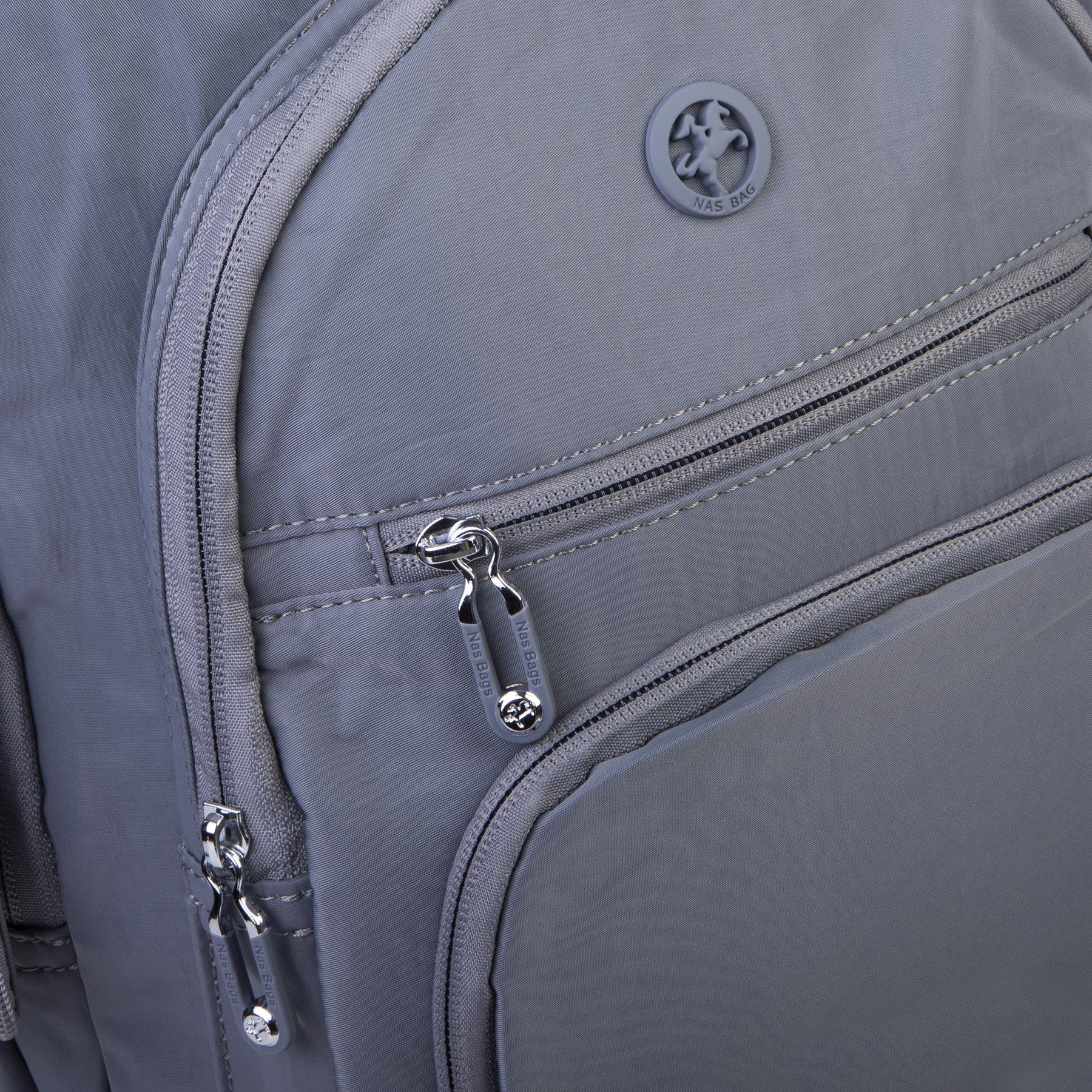 Nas Bag Unisex Hafif Büyük Boy Okul Çantası ve Spor Çantası Çok Gözlü Gri