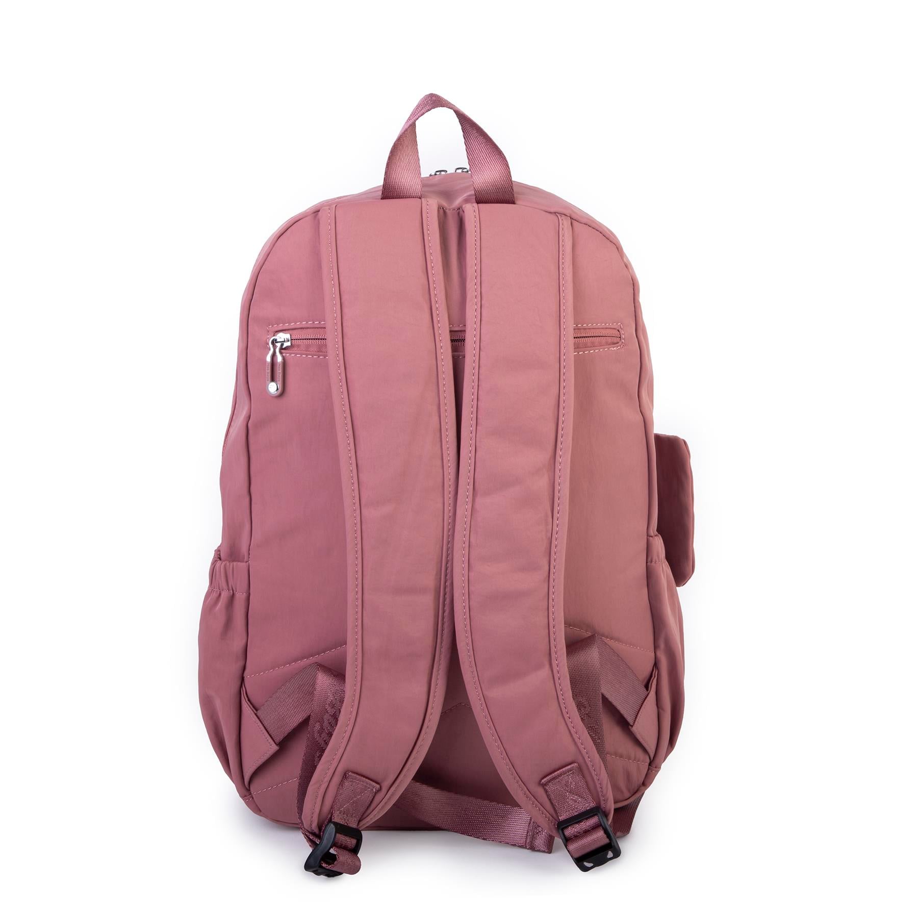 Nas Bag Unisex Hafif Büyük Boy Okul Çantası ve Spor Çantası Çok Gözlü Gül Kurusu