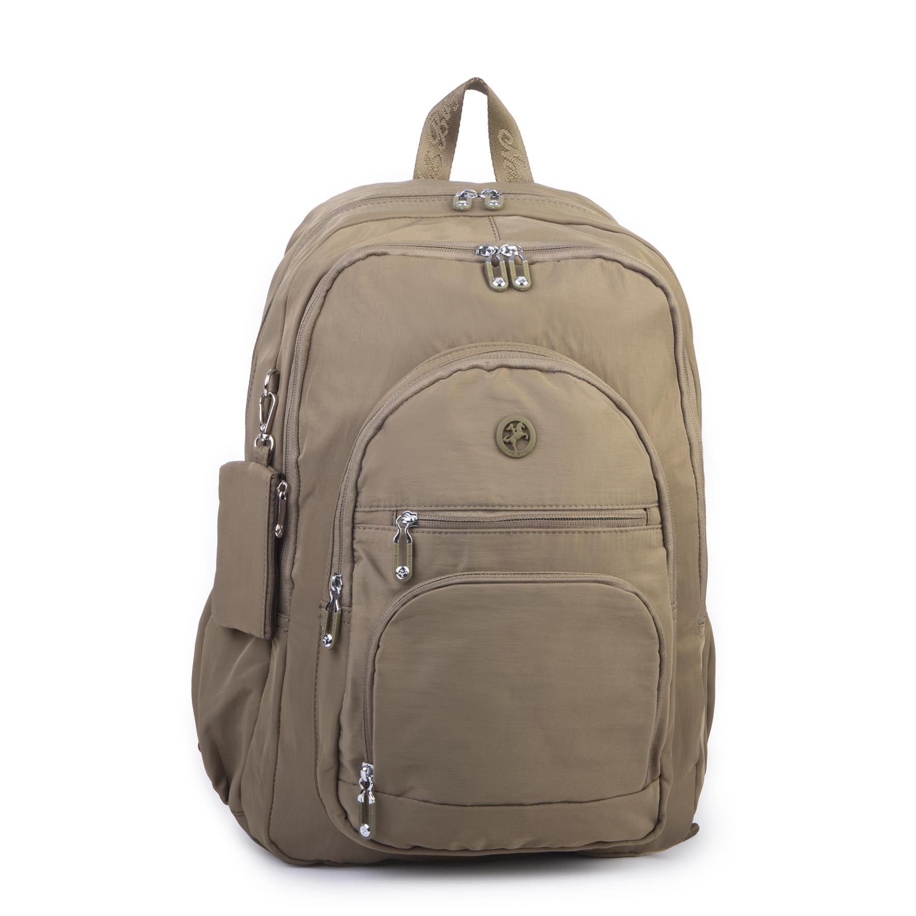 Nas Bag Unisex Hafif Büyük Boy Okul Çantası ve Spor Çantası Çok Gözlü Haki