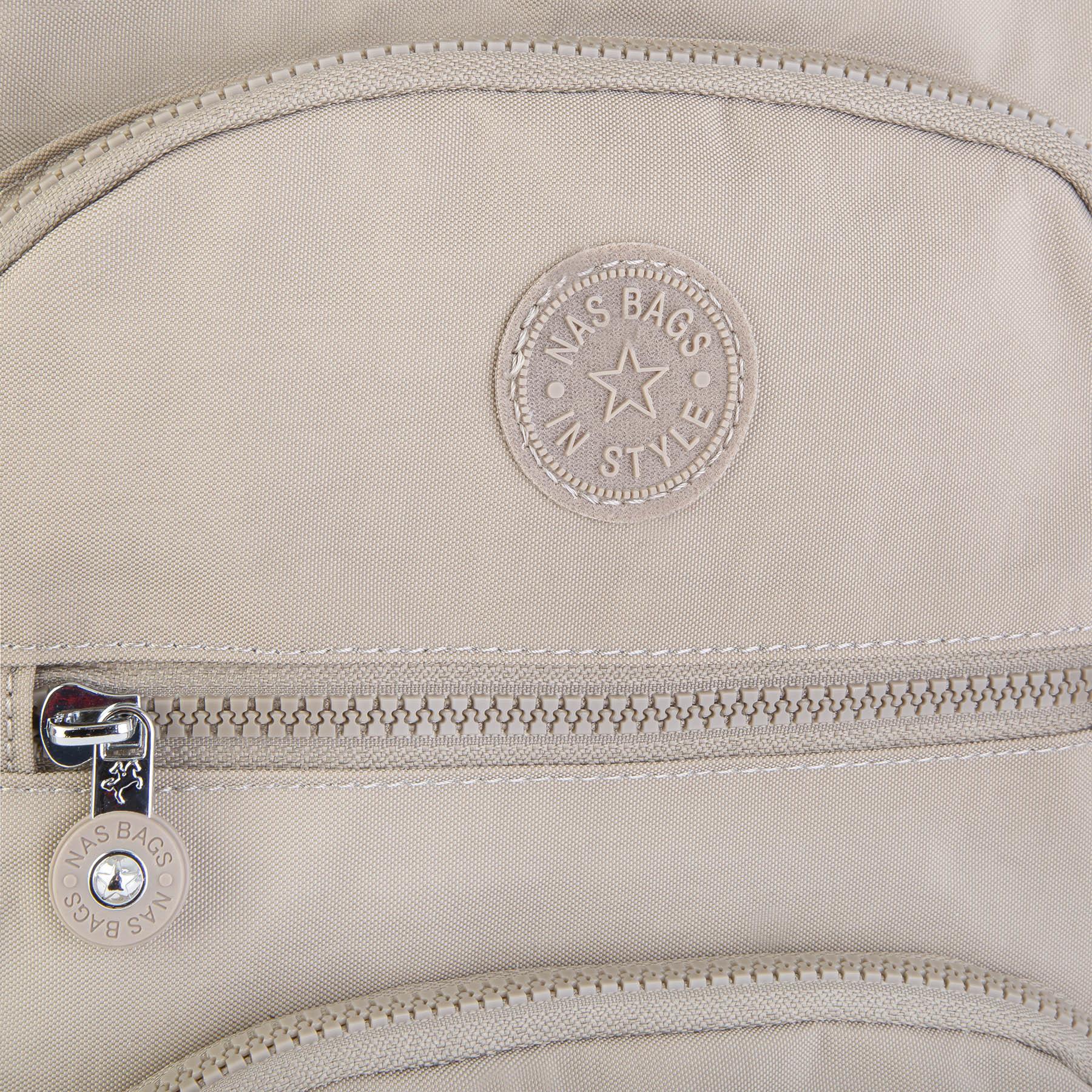 Nas Bag Unisex Su İtici Özellik Kazandırılmış Çok Gözlü Büyük Boy Sırt Çantası Vizon