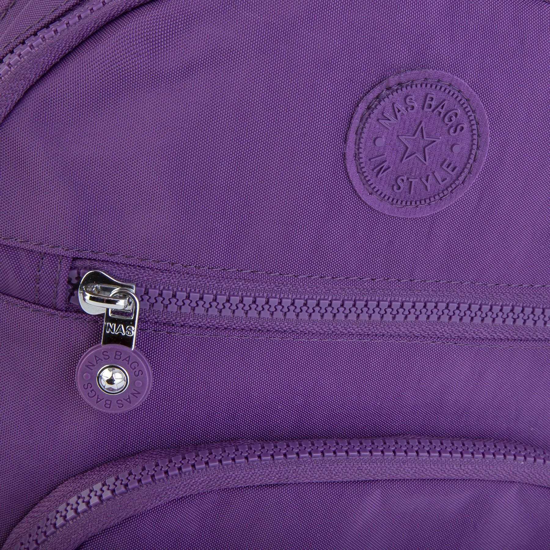 Nas Bag Unisex Su İtici Özellik Kazandırılmış Çok Gözlü Büyük Boy Sırt Çantası Mor