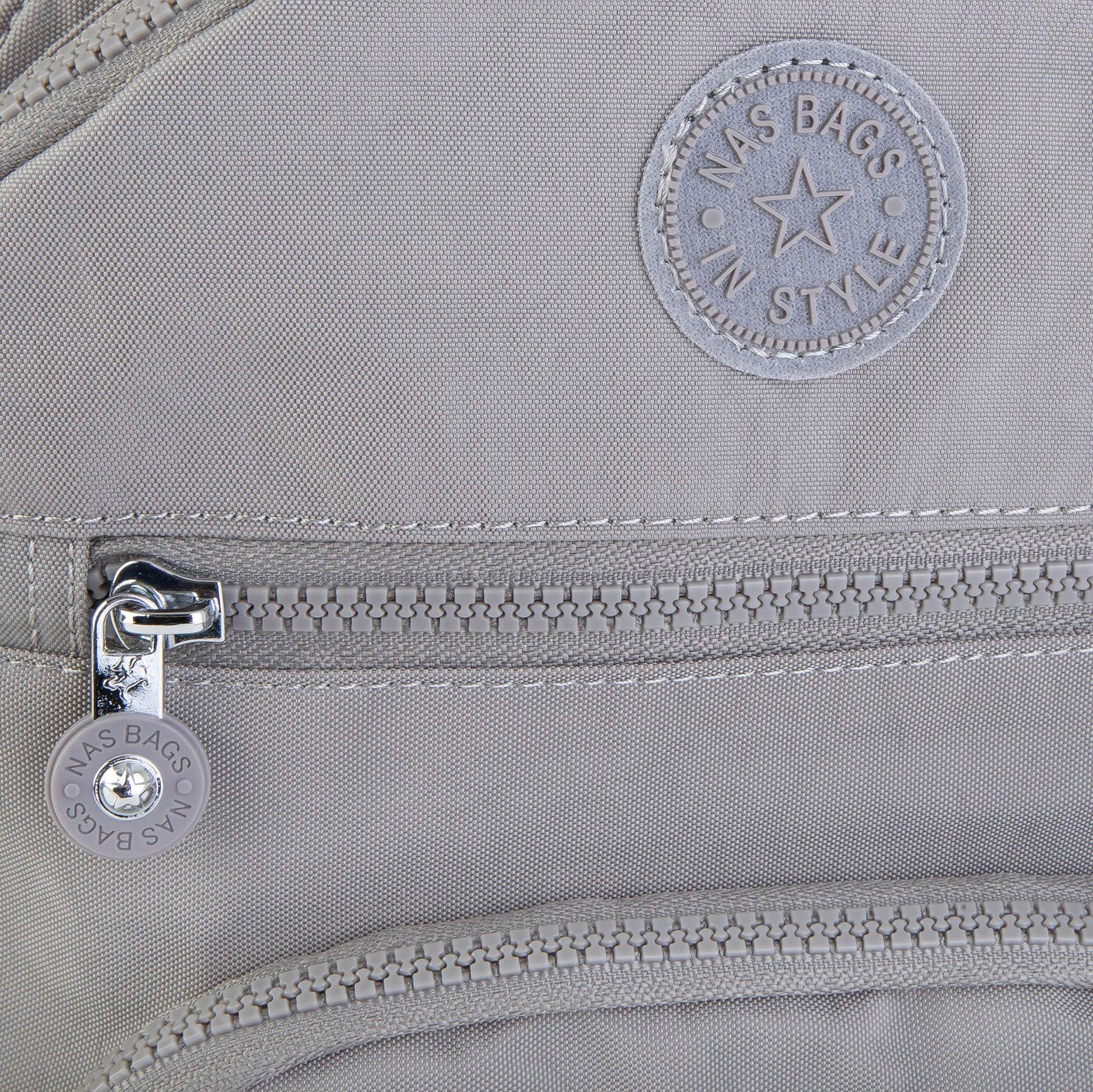 Nas Bag Unisex Su İtici Özellik Kazandırılmış Çok Gözlü Büyük Boy Sırt Çantası Açık Gri