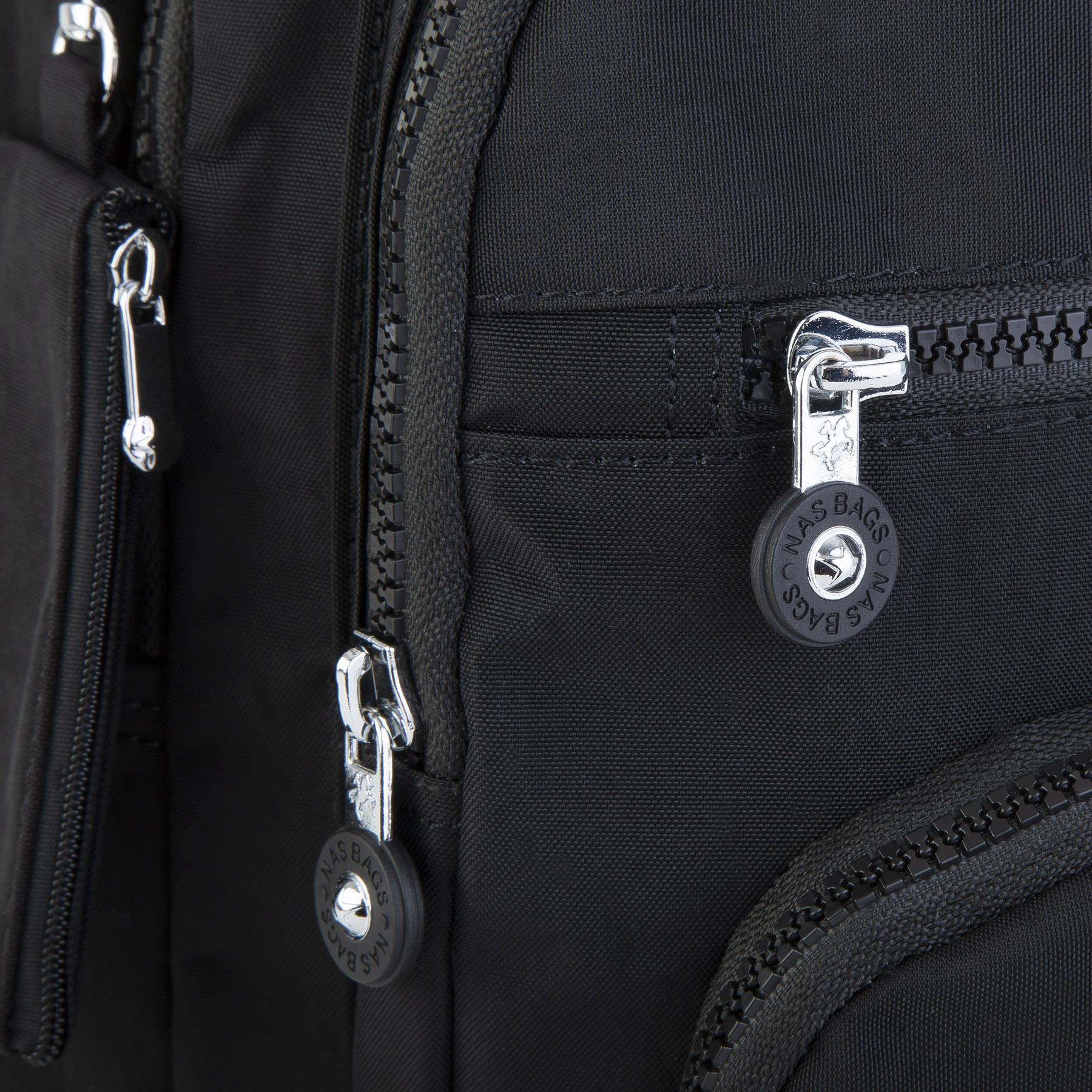 Nas Bag Unisex Su İtici Özellik Kazandırılmış Çok Gözlü Büyük Boy Sırt Çantası Siyah