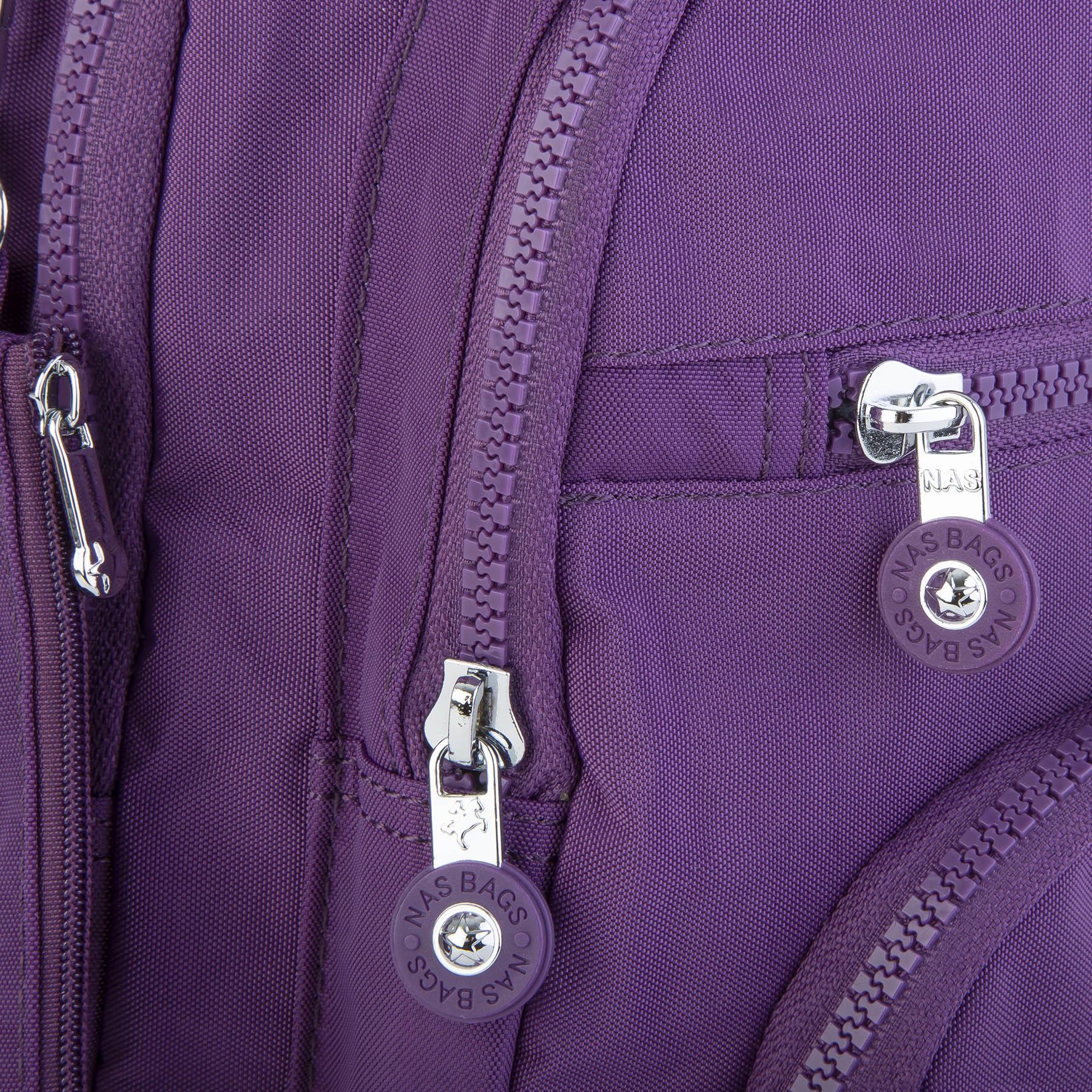 Nas Bag Unisex Su İtici Özellik Kazandırılmış Çok Gözlü Büyük Boy Sırt Çantası Mor