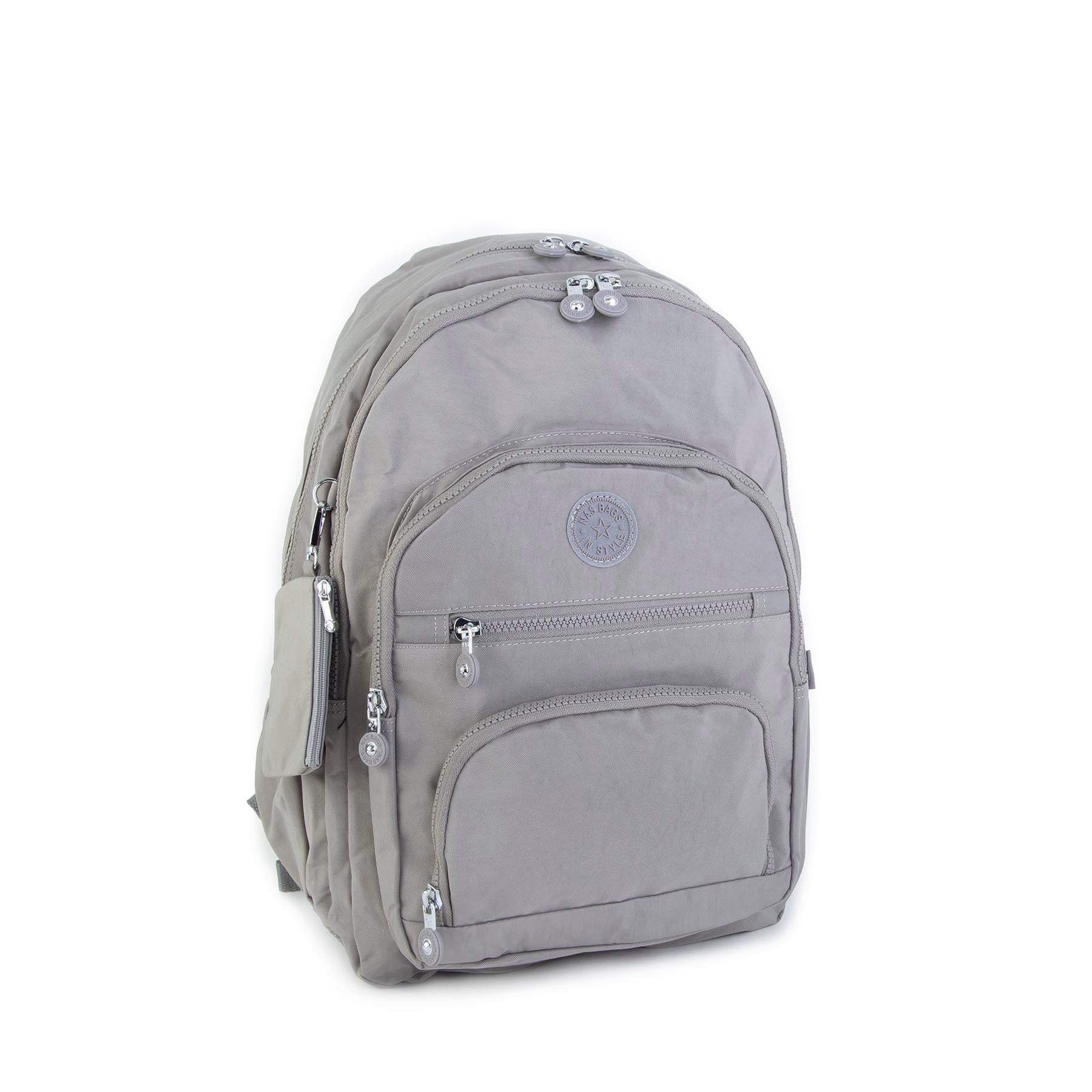 Nas Bag Unisex Su İtici Özellik Kazandırılmış Çok Gözlü Büyük Boy Sırt Çantası Açık Gri