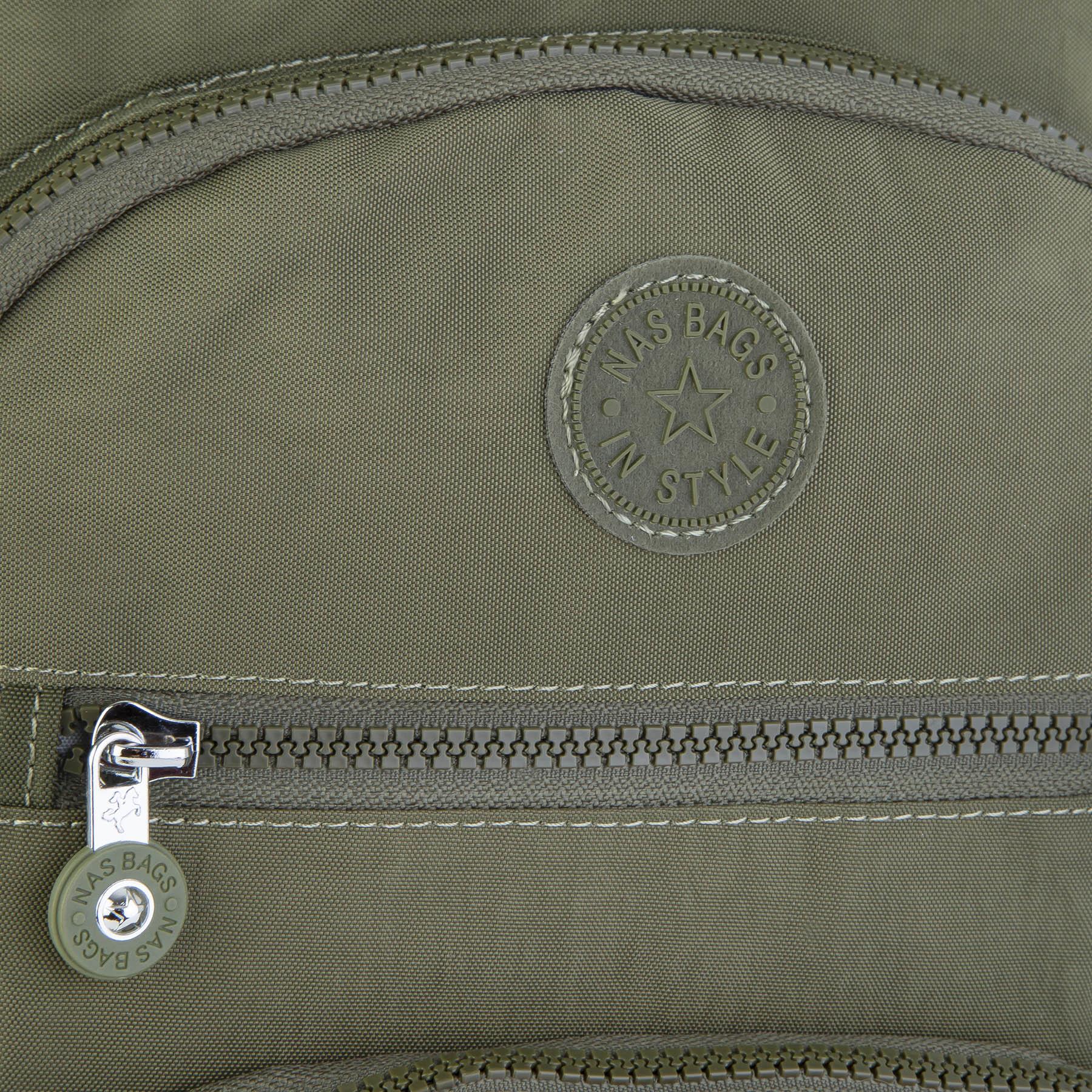 Nas Bag Unisex Su İtici Özellik Kazandırılmış Çok Gözlü Büyük Boy Sırt Çantası Koyu Yeşil