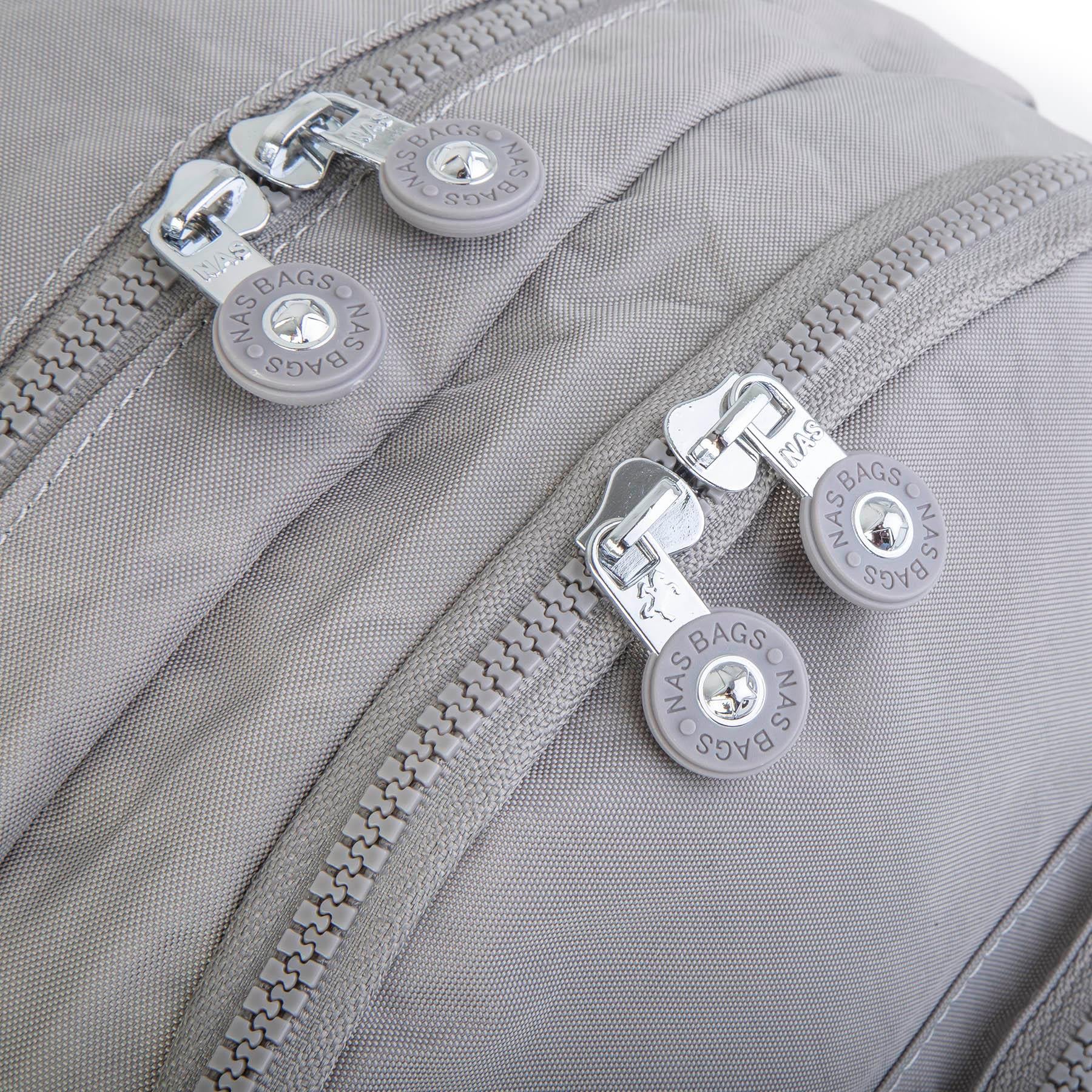 Nas Bag Unisex Su İtici Özellik Kazandırılmış Çok Gözlü Büyük Boy Sırt Çantası Açık Gri