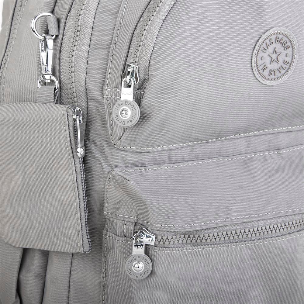 Nas Bag Unisex Zararlı Kimyasal İçermeyen Waterproof Sırt Çantası Açık Gri