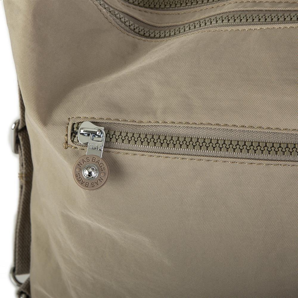 Nas Bag Unisex Zararlı Kimyasal İçermeyen Su İtici Özelliğe Sahip Omuz ve Sırt Çantası Dönüştürülebilir Tasarım  Vizon 