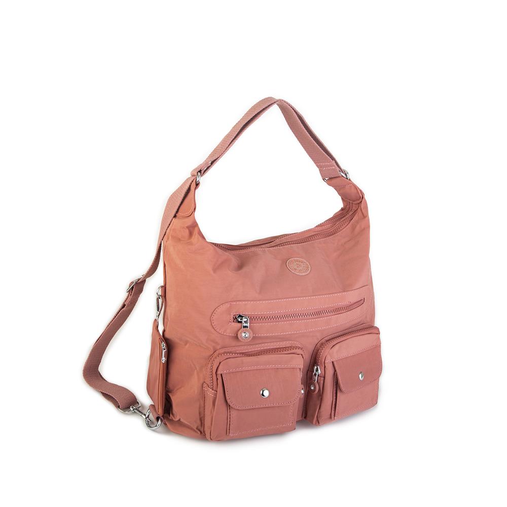Nas Bag Unisex Zararlı Kimyasal İçermeyen Su İtici Özelliğe Sahip Omuz ve Sırt Çantası Dönüştürülebilir Tasarım  Gül Kurusu