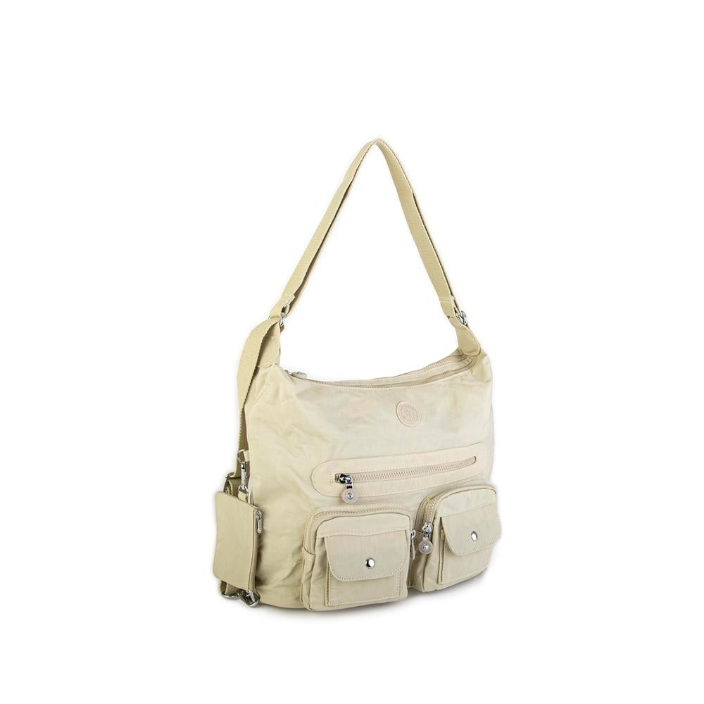 Nas Bag Unisex Zararlı Kimyasal İçermeyen Su İtici Özelliğe Sahip Omuz ve Sırt Çantası Dönüştürülebilir Tasarım  Bej 