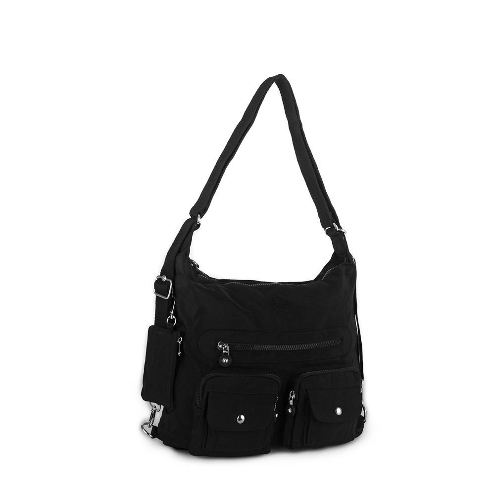 Nas Bag Unisex Zararlı Kimyasal İçermeyen Su İtici Özelliğe Sahip Omuz ve Sırt Çantası Dönüştürülebilir Tasarım  Siyah