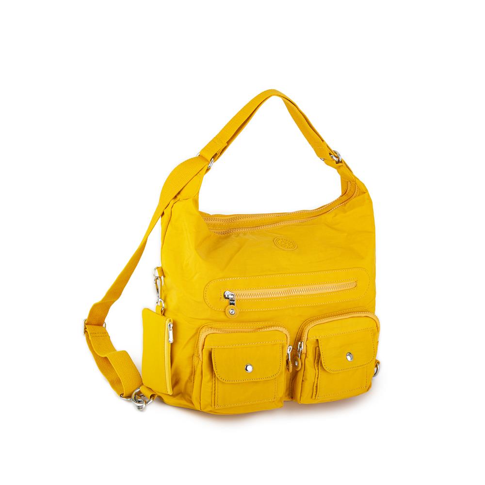 Nas Bag Unisex Zararlı Kimyasal İçermeyen Su İtici Özelliğe Sahip Omuz ve Sırt Çantası Dönüştürülebilir Tasarım  Hardal