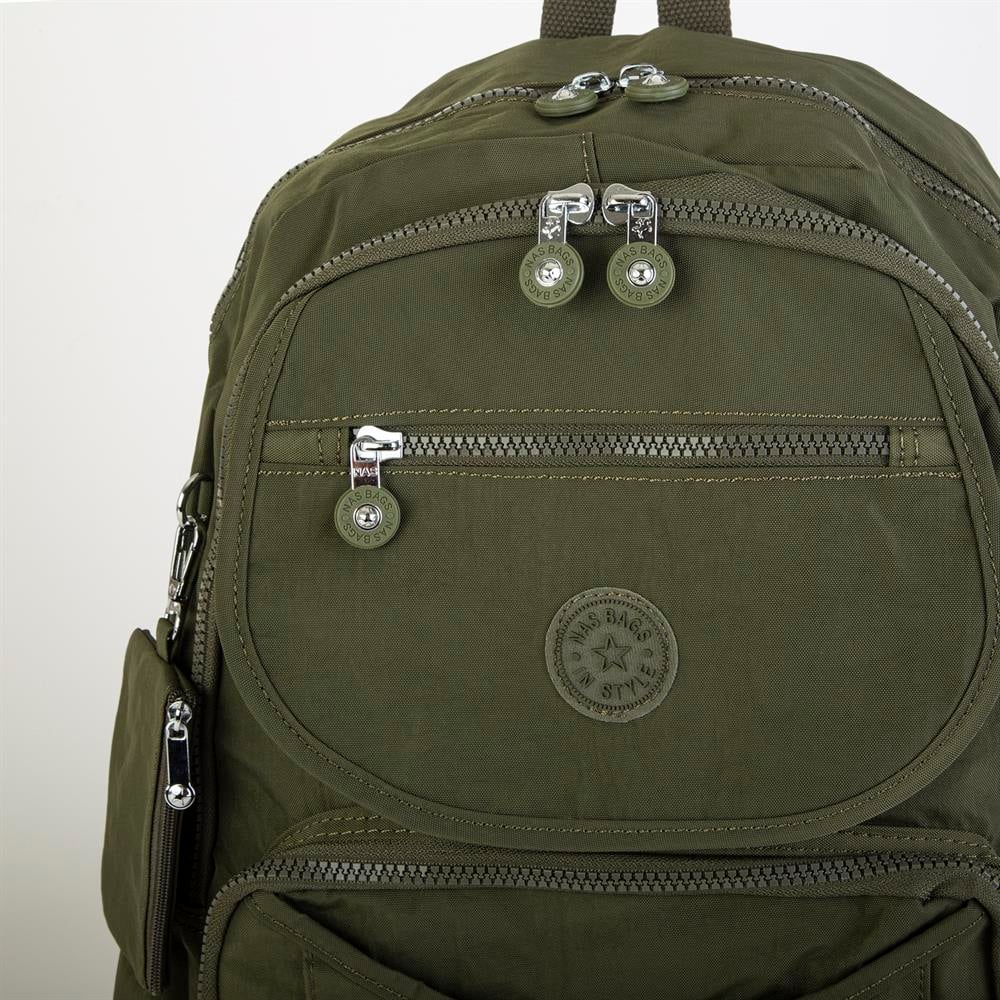 Nas Bag Unisex Zararlı Kimyasal İçermeyen Waterproof Sırt Çantası Koyu Yeşil