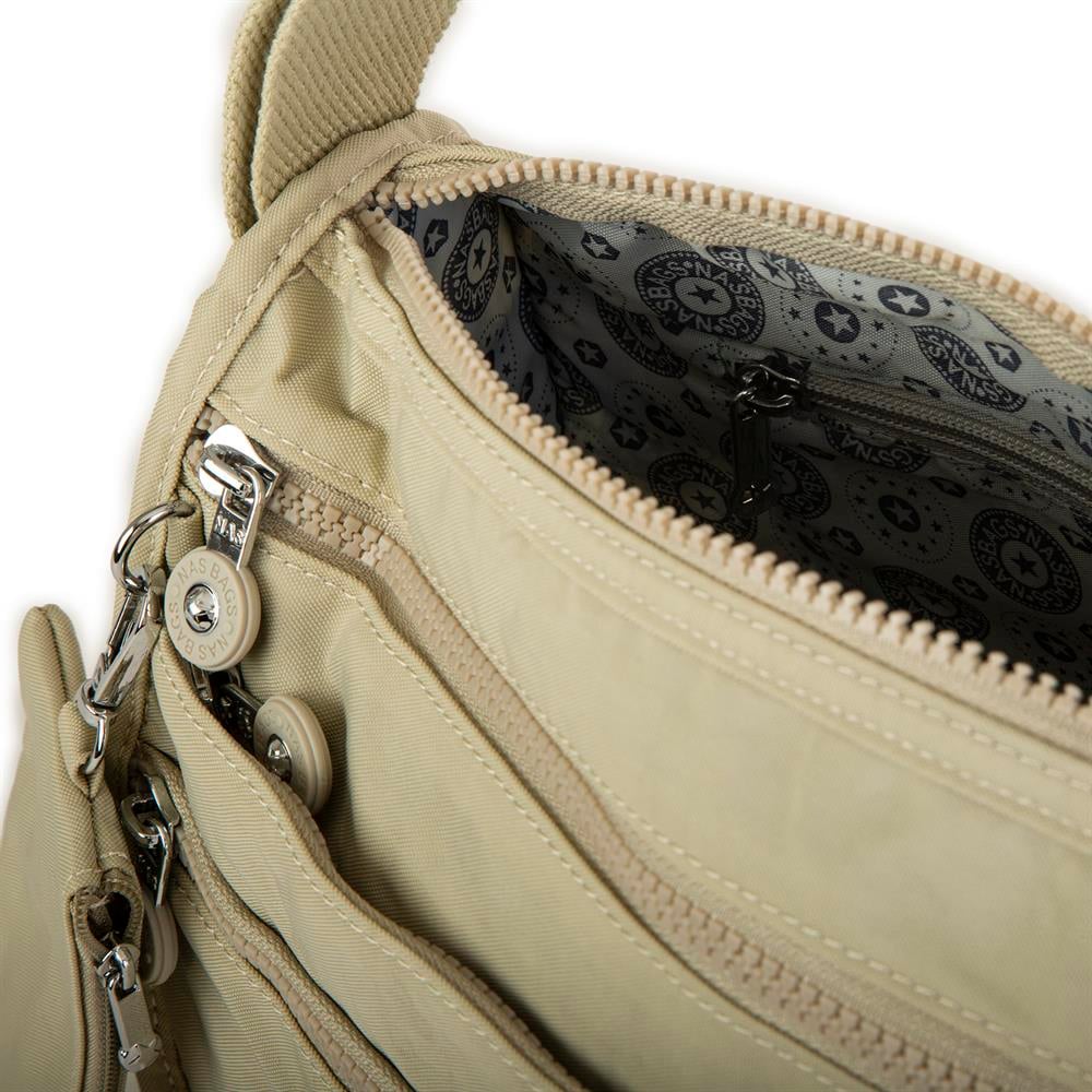 Nas Bag Unisex Zararlı Kimyasal İçermeyen Su İtici Özellikte Çapraz Çanta Bej