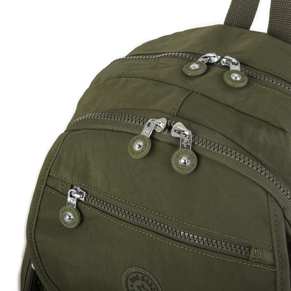 Nas Bag Unisex Zararlı Kimyasal İçermeyen Waterproof Sırt Çantası Koyu Yeşil