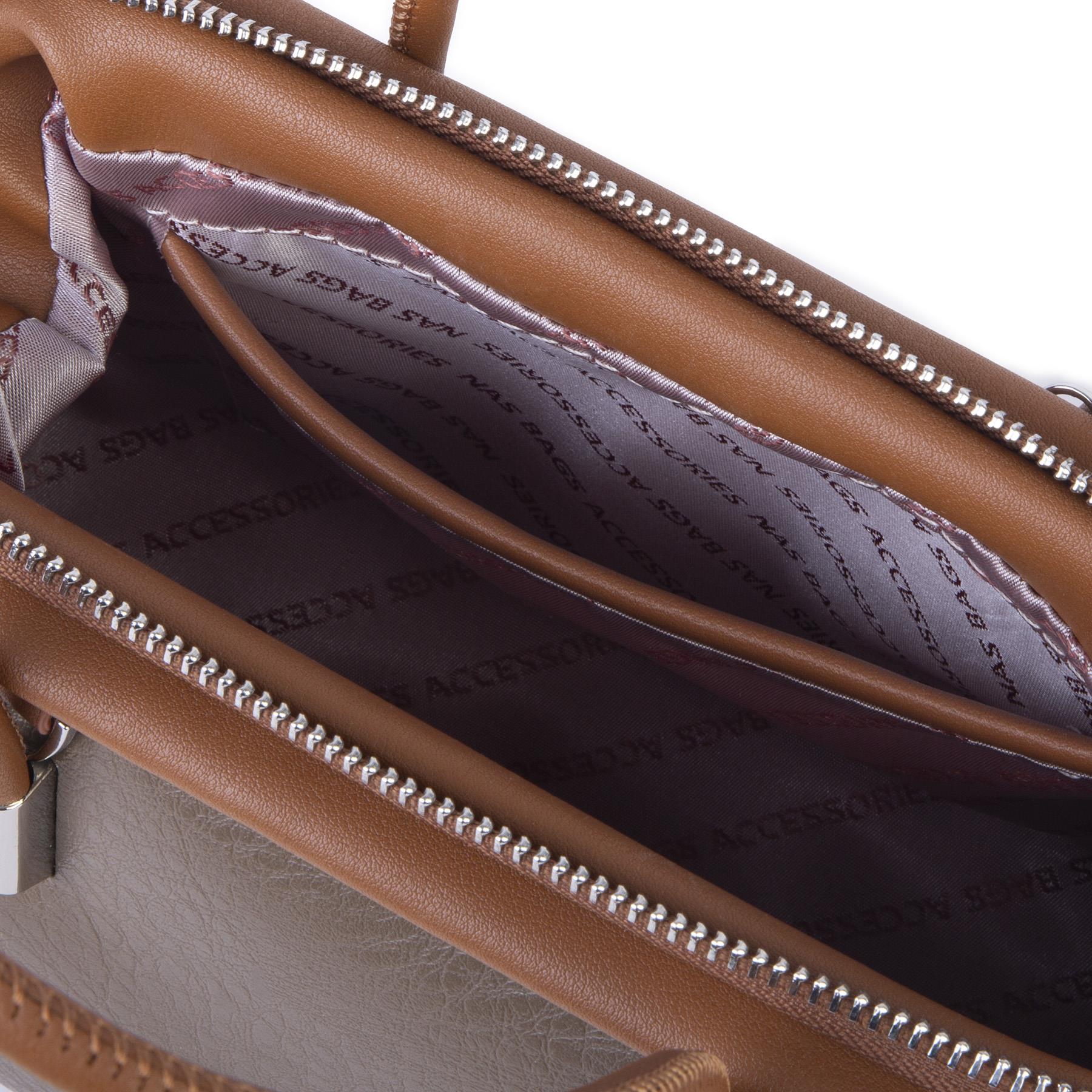 Nas Bag Vintage  Kadın Midi Boy El ve Çapraz Çanta Vizon  Taba Lopez