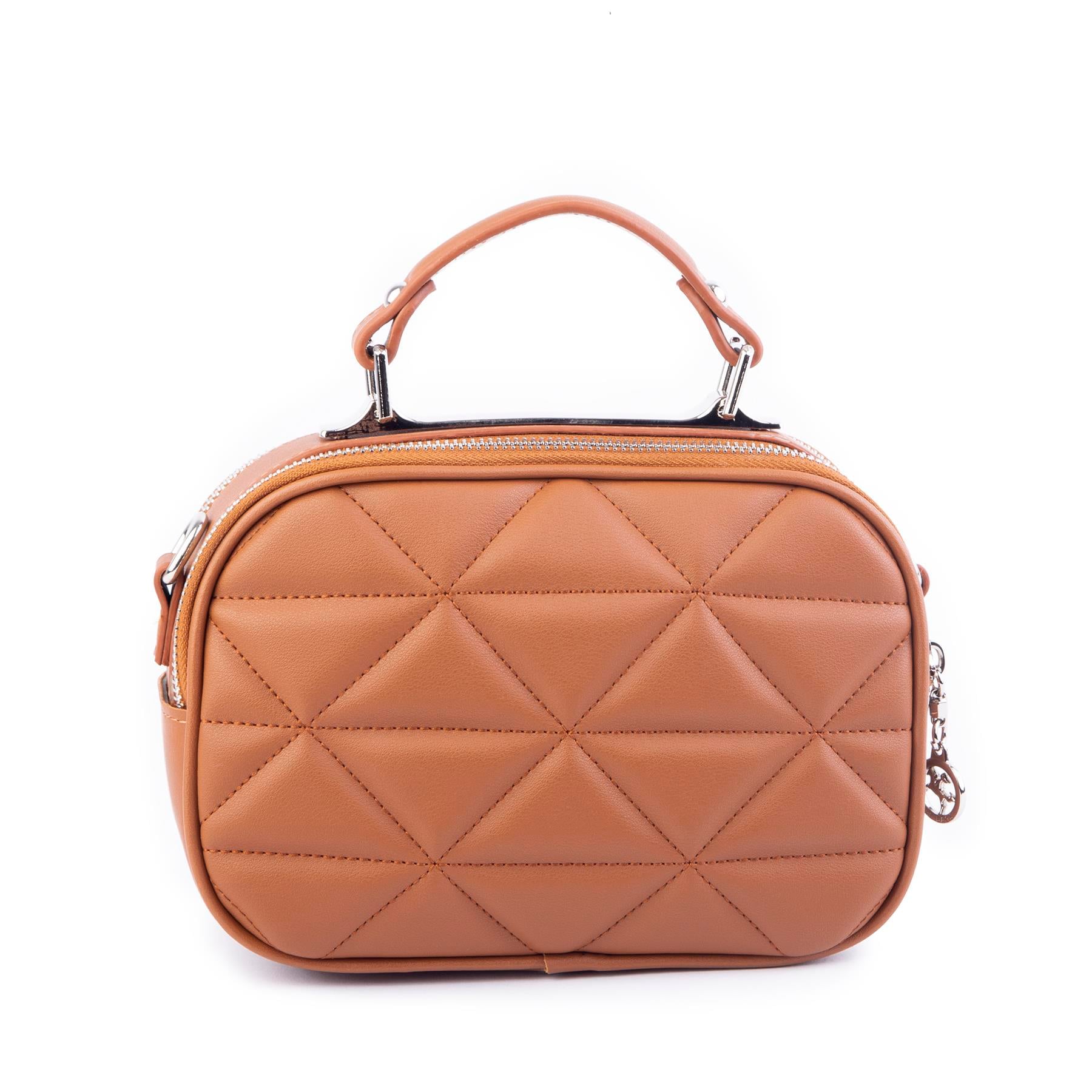 Nas Bag Zincirli Kapitone Çift Gözlü El ve Çapraz Çanta Taba Dona ( 21x16 cm )