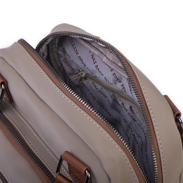  Nas Bag Çok Gözlü Orta Boy Omuz ve Çapraz Çanta Kum Taba Buzzy