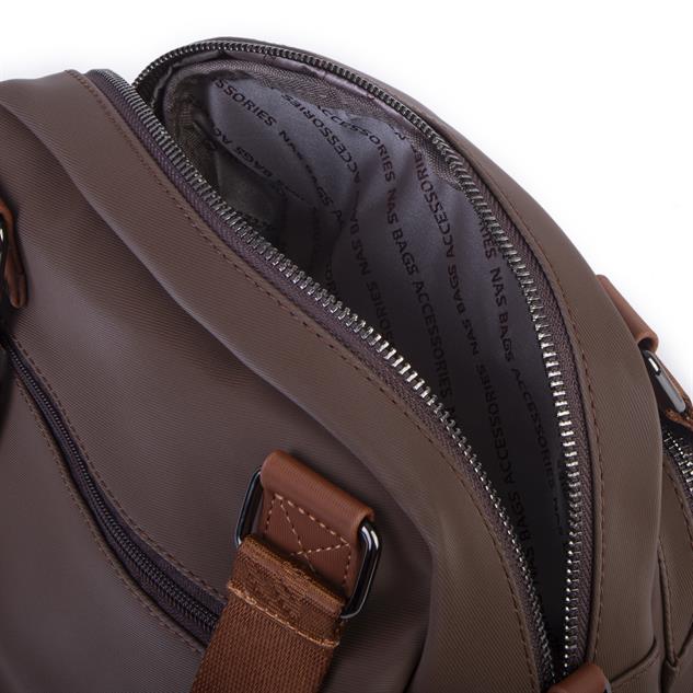  Nas Bag Çok Gözlü Orta Boy Omuz ve Çapraz Çanta Kahve Taba Buzzy