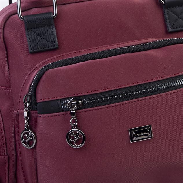  Nas Bag Çok Gözlü Orta Boy Omuz ve Çapraz Çanta Bordo Siyah  Buzzy