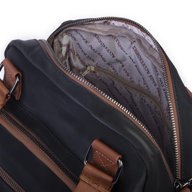  Nas Bag Çok Gözlü Orta Boy Omuz ve Çapraz Çanta Siyah Taba Buzzy
