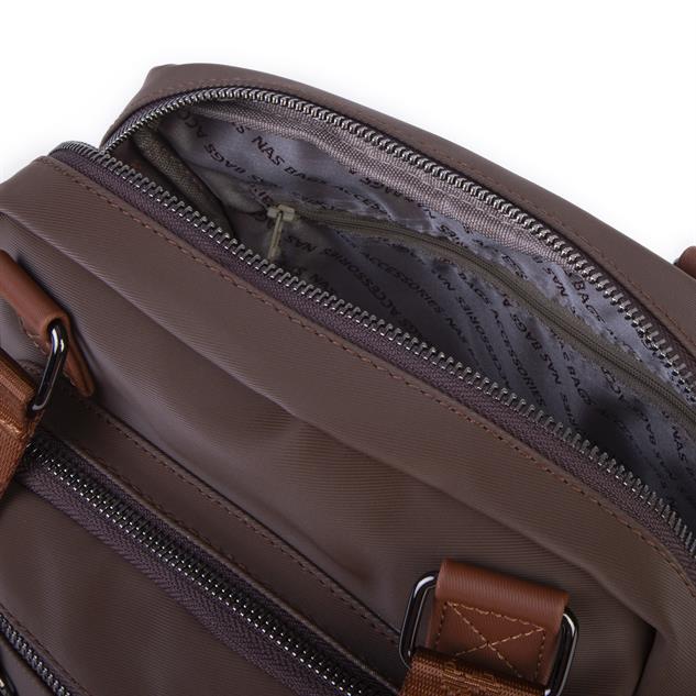  Nas Bag Çok Gözlü Orta Boy Omuz ve Çapraz Çanta Kahve Taba Buzzy