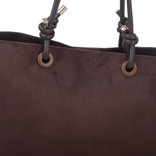  Nas Bag Hafif  Kadın  Büyük Boy Omuz Çantası Kahve Süet