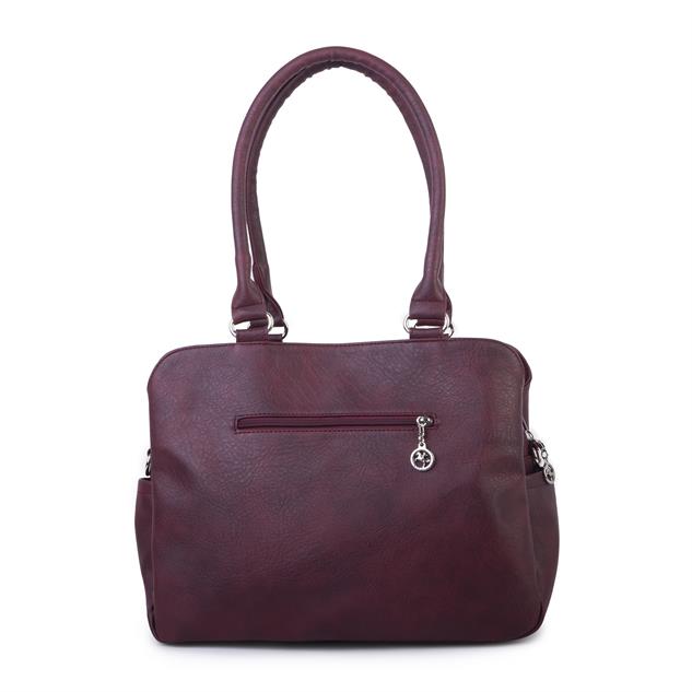  Nas Bag Kadın Büyük Boy Üç Bölmeli Omuz Çantası Bordo Raven