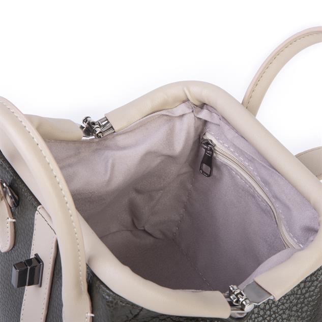  Nas Bag Kadın  Mini Boy Klipsli El ve Postacı Çantası Yeşil Kum Lopez (20x13 cm)