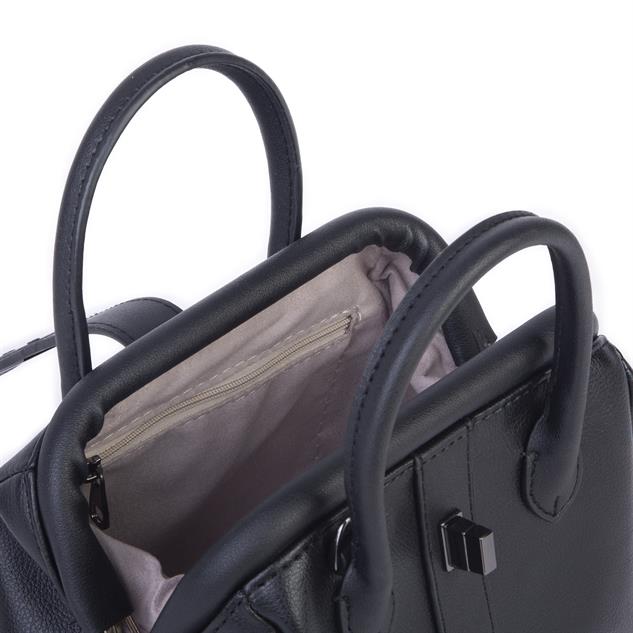  Nas Bag Kadın  Mini Boy Klipsli El ve Postacı Çantası Siyah Golf (20x13 cm)