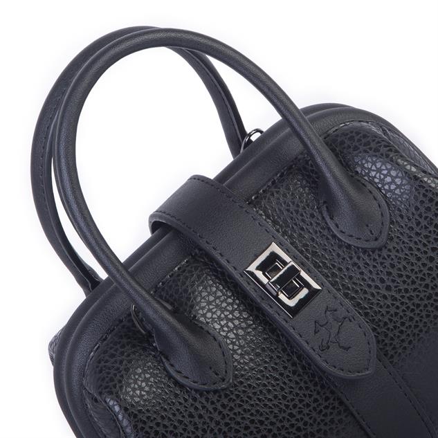  Nas Bag Kadın  Mini Boy Klipsli El ve Postacı Çantası Siyah Lopez (20x13 cm)
