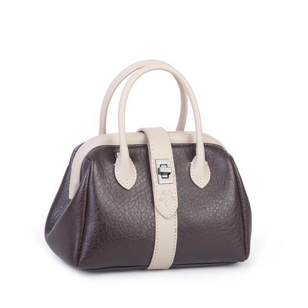  Nas Bag Kadın  Mini Boy Klipsli El ve Postacı Çantası Kahve Kum Victoria (20x13 cm)
