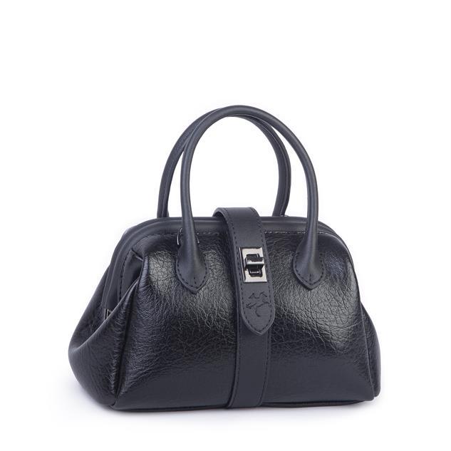  Nas Bag Kadın  Mini Boy Klipsli El ve Postacı Çantası Siyah Victoria (20x13 cm)
