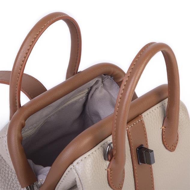  Nas Bag Kadın  Mini Boy Klipsli El ve Postacı Çantası Kum Taba Lopez (20x13 cm)