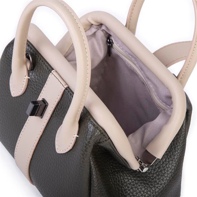  Nas Bag Kadın  Mini Boy Klipsli El ve Postacı Çantası Yeşil Kum Lopez (20x13 cm)