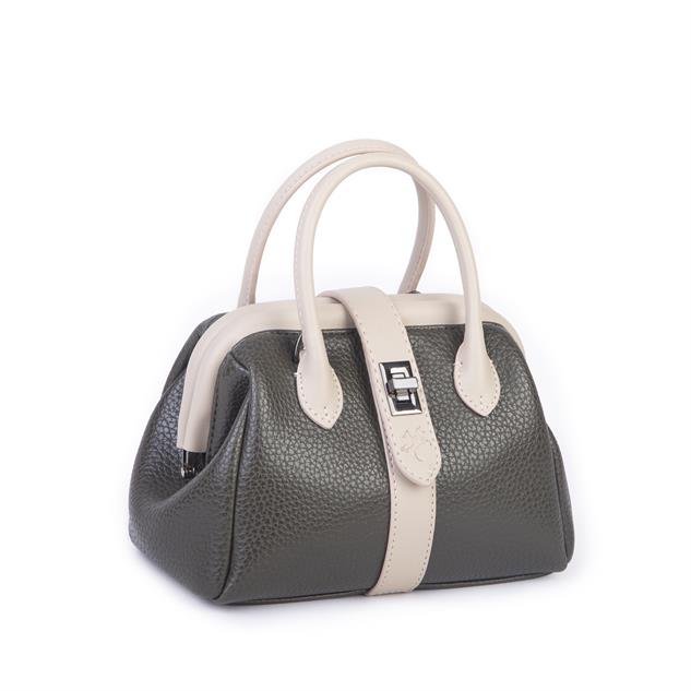  Nas Bag Kadın  Mini Boy Klipsli El ve Postacı Çantası Yeşil Kum Lopez (20x13 cm)