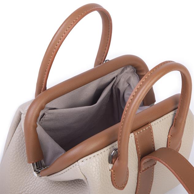  Nas Bag Kadın  Mini Boy Klipsli El ve Postacı Çantası Kum Taba Lopez (20x13 cm)