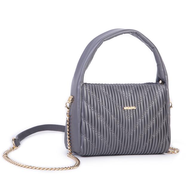  Nas Bag Kadın  Mini Boy Omuz Çapraz ve El Çantası ( 19x15 cm) Gri