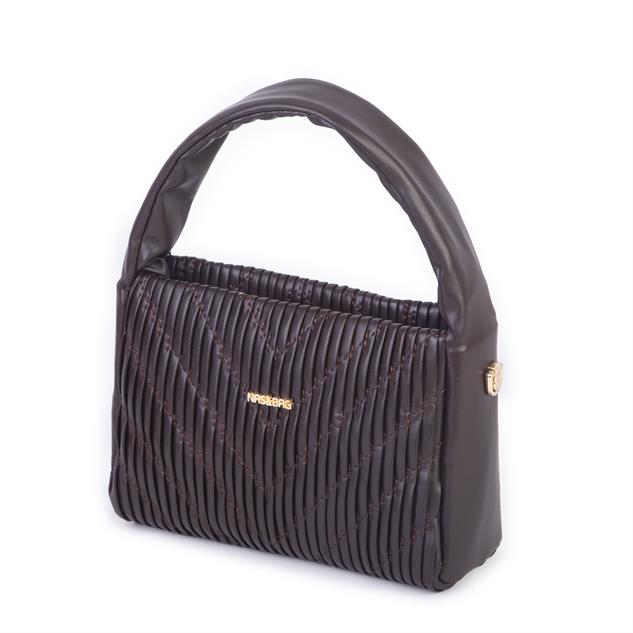 Nas Bag Kadın  Mini Boy Omuz Çapraz ve El Çantası ( 19x15 cm) Kahverengi