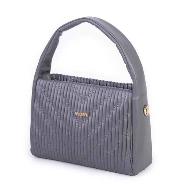  Nas Bag Kadın  Mini Boy Omuz Çapraz ve El Çantası ( 19x15 cm) Gri